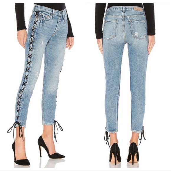 GRLFRND Karolina High Rise Lace Up Jeans 27 - Picture 2 of 10